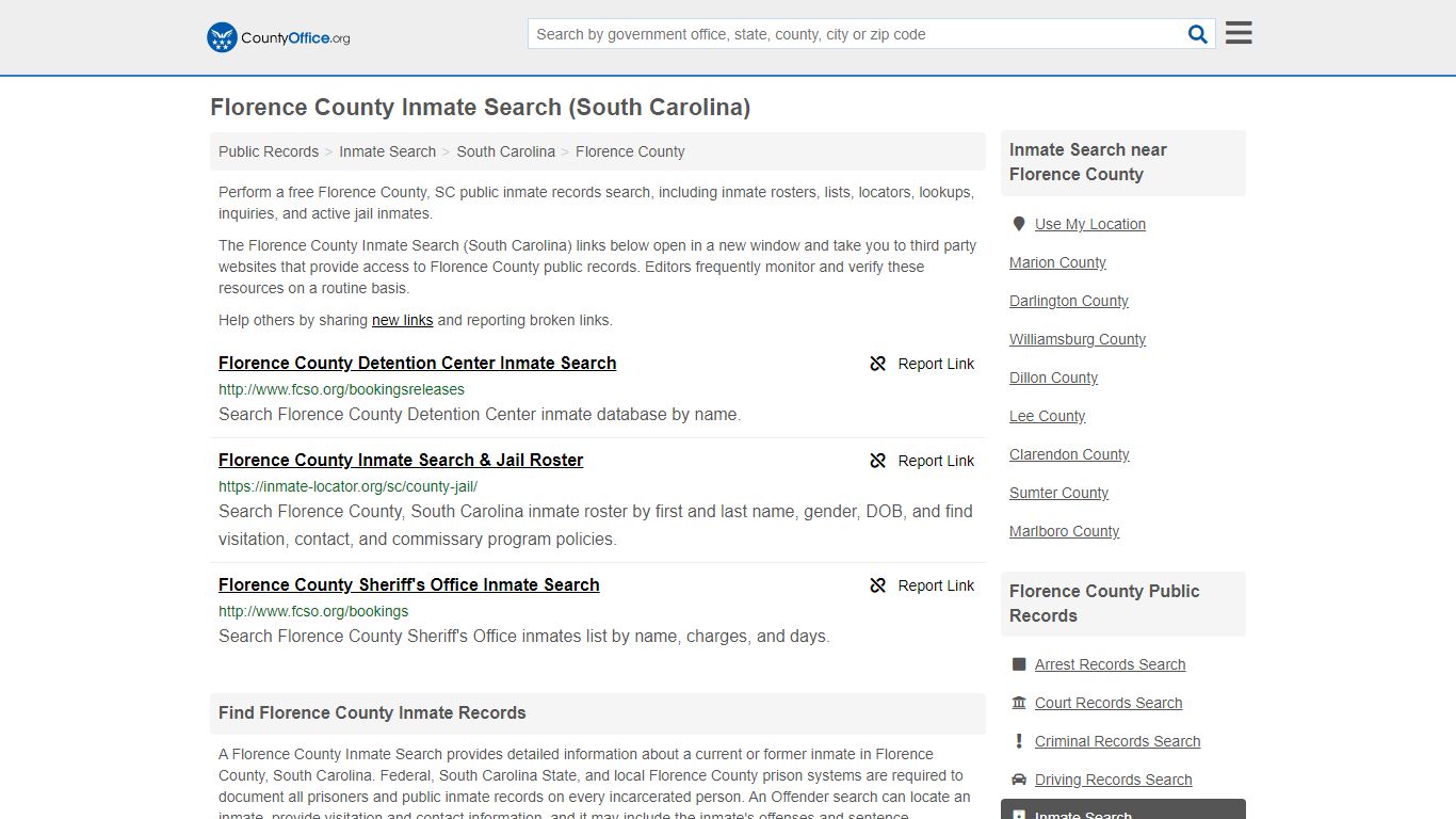 Inmate Search - Florence County, SC (Inmate Rosters ...